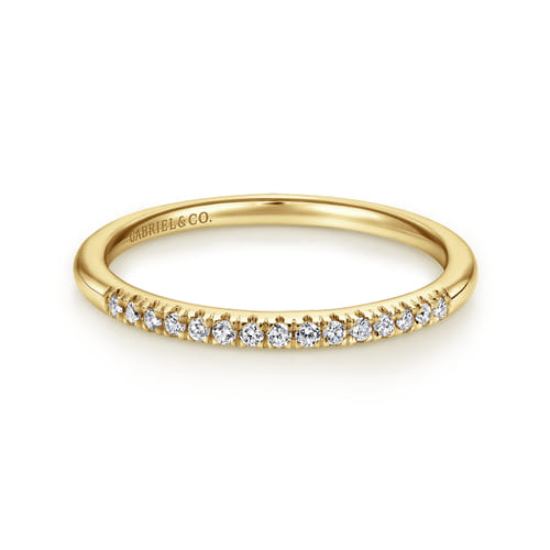 14K Yellow Gold French Pavé Set Diamond Wedding Band