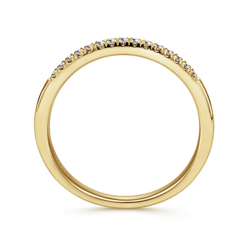 14K Yellow Gold French Pavé Set Diamond Wedding Band