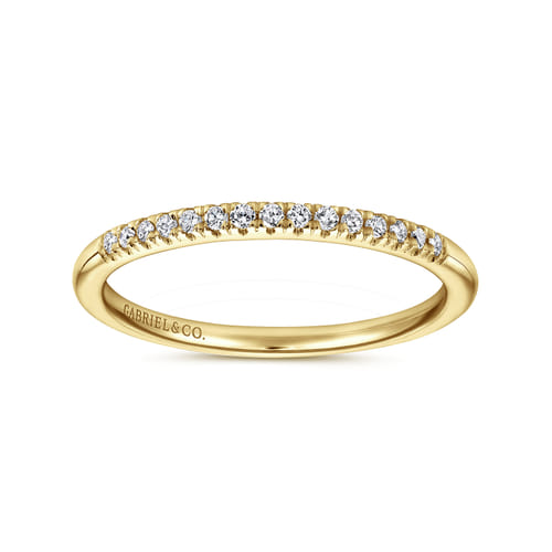 14K Yellow Gold French Pavé Set Diamond Wedding Band