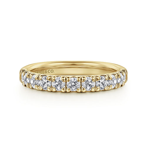 14K Yellow Gold French Pavé Set Diamond Wedding Band