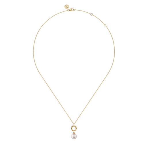 14K Yellow Gold Fresh Water Pearl Bujukan Drop Necklace