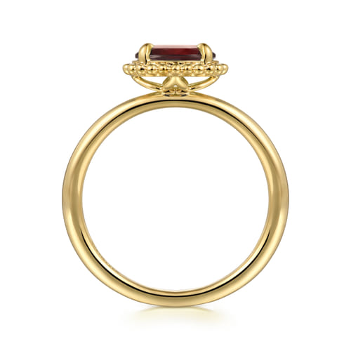 14K Yellow Gold Garnet Bujukan Ladies Ring
