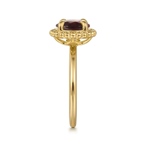 14K Yellow Gold Garnet Bujukan Promise Ring