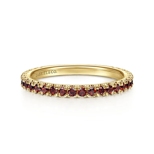 14K Yellow Gold Garnet Stackable Ring