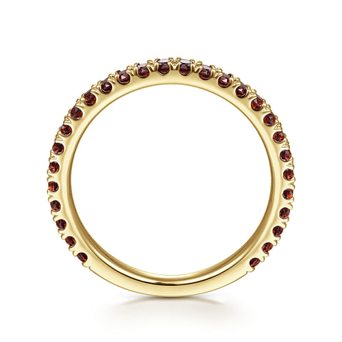 14K Yellow Gold Garnet Stackable Ring