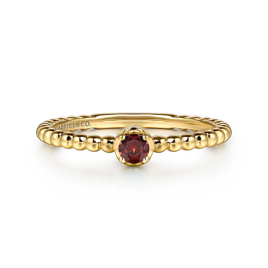 Gabriel - 14K Yellow Gold Garnet Stackable Ring