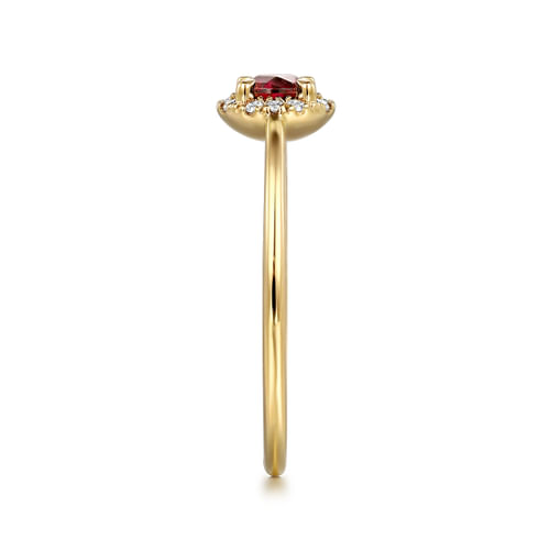14K Yellow Gold Garnet and Diamond Halo Promise Ring