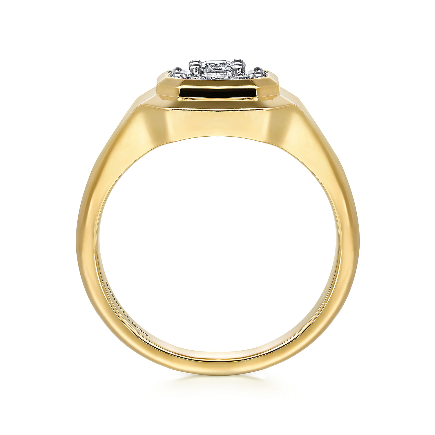14K Yellow Gold Geometric Baguette Diamond Signet Ring
