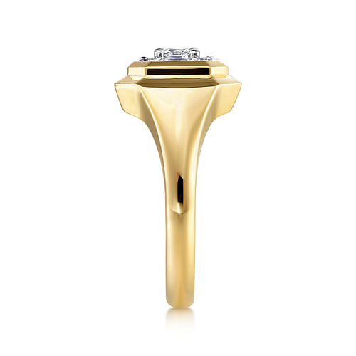 14K Yellow Gold Geometric Baguette Diamond Signet Ring