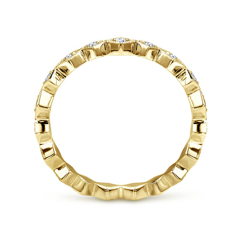 14K Yellow Gold Geometric Diamond Stackable Ring