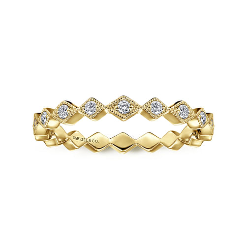 14K Yellow Gold Geometric Diamond Stackable Ring