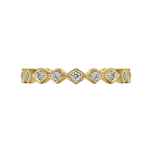 14K Yellow Gold Geometric Diamond Stackable Ring