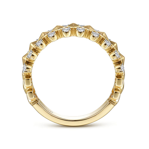 14K Yellow Gold Geometric Diamond Station Grommet Ring