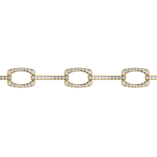 14K Yellow Gold Geometric Link Diamond Tennis Bracelet