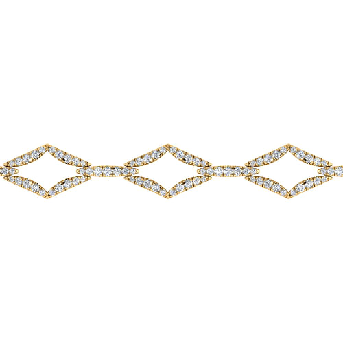 14K Yellow Gold Geometric Link Diamond Tennis Bracelet