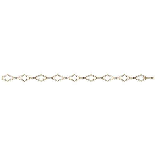 14K Yellow Gold Geometric Link Diamond Tennis Bracelet