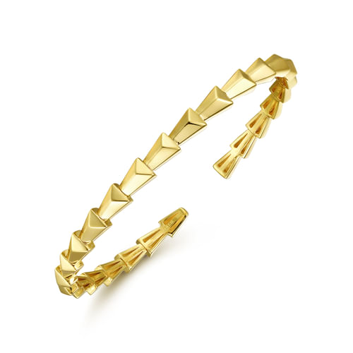 14K Yellow Gold Geometric Open Bangle