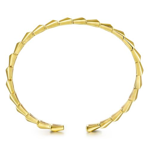 14K Yellow Gold Geometric Open Bangle
