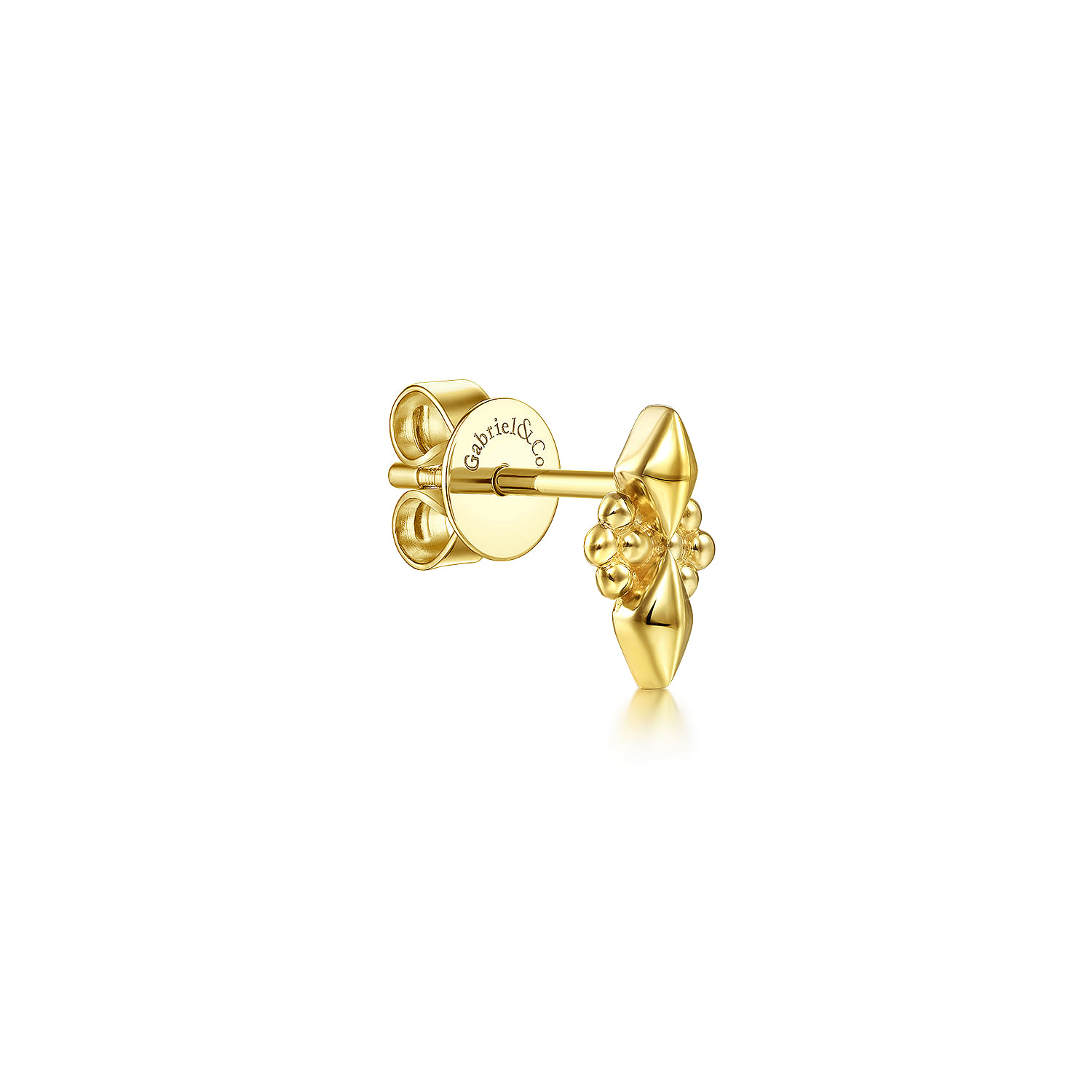 14K Yellow Gold Geometric Single Stud Earring