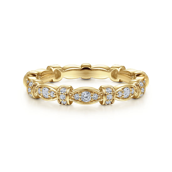 Gabriel - 14K Yellow Gold Geometric Stackable Diamond Ring