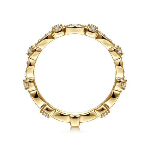 14K Yellow Gold Geometric Stackable Diamond Ring