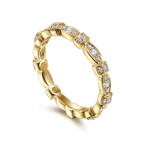 14K Yellow Gold Geometric Stackable Diamond Ring