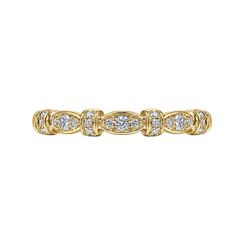 14K Yellow Gold Geometric Stackable Diamond Ring