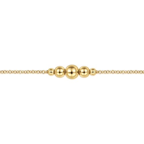 14K Yellow Gold Graduating Bead Stations Bracelet