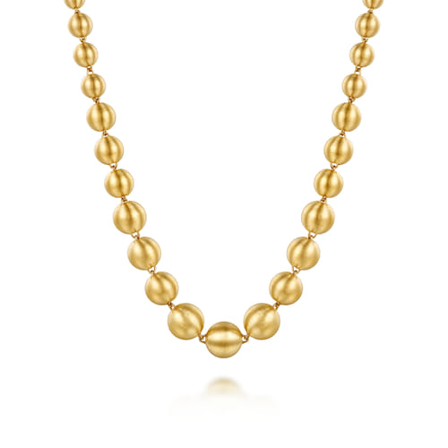 14K Yellow Gold Graduating Bujukan Bead Chain Necklace