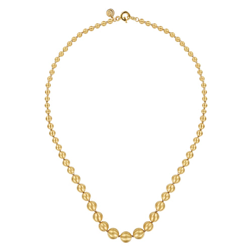 14K Yellow Gold Graduating Bujukan Bead Chain Necklace