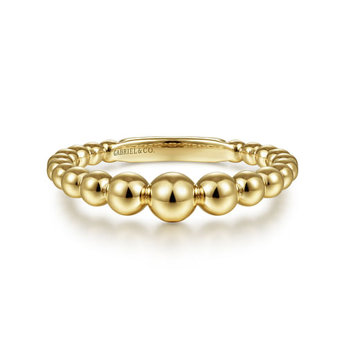 14K Yellow Gold Graduating Bujukan Bead Ring