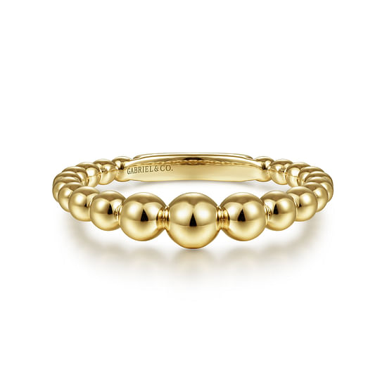 Gabriel - 14K Yellow Gold Graduating Bujukan Bead Ring