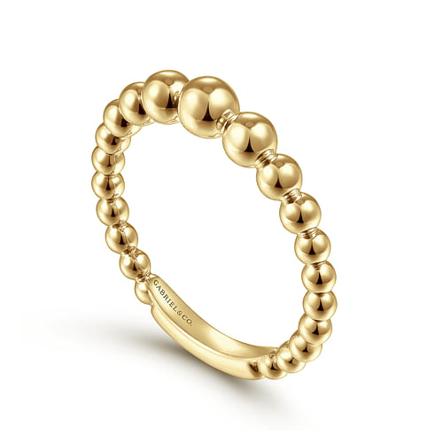 14K Yellow Gold Graduating Bujukan Bead Ring