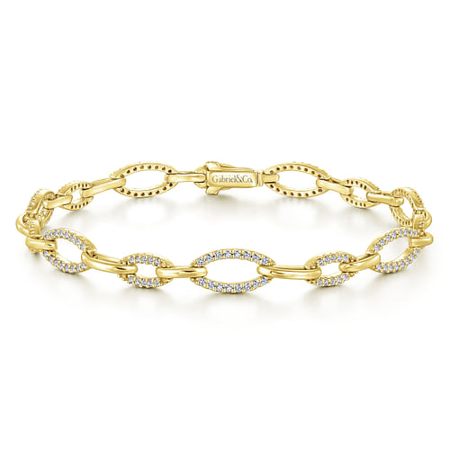 14K Yellow Gold Graduating Diamond Link Tennis Bracelet