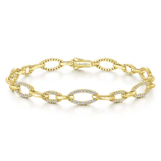 14K Yellow Gold Graduating Diamond Link Tennis Bracelet 14K Yellow Gold Graduating Diamond Link Tennis Bracelet