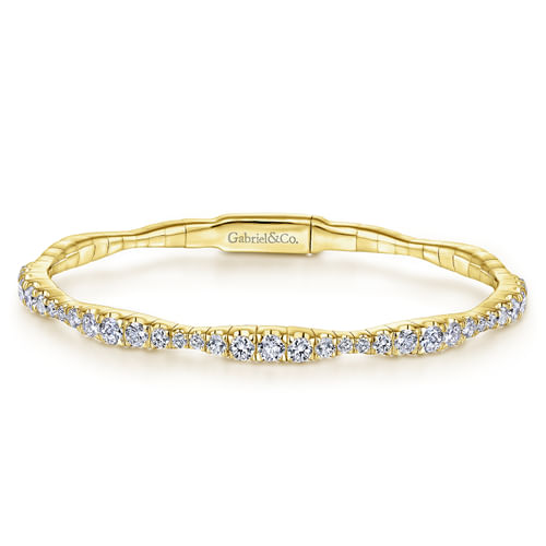 14K Yellow Gold Graduating Diamond Station Bangle