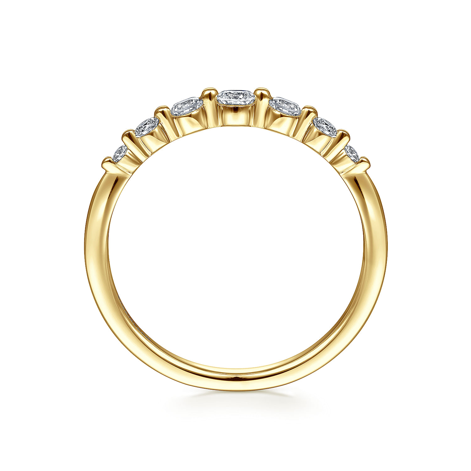 14K Yellow Gold Graduating Single Prong Diamond Band Ring