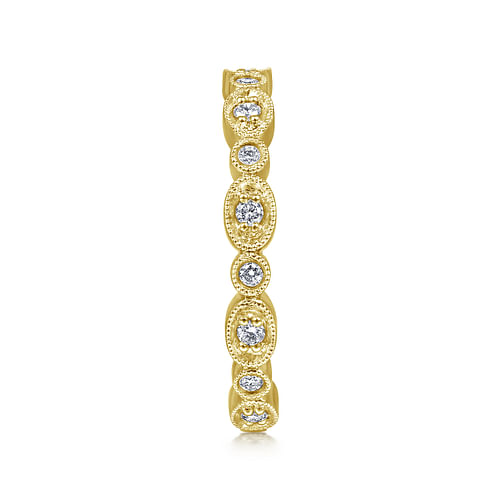 14K Yellow Gold Graduating Station Diamond Stackable Ring