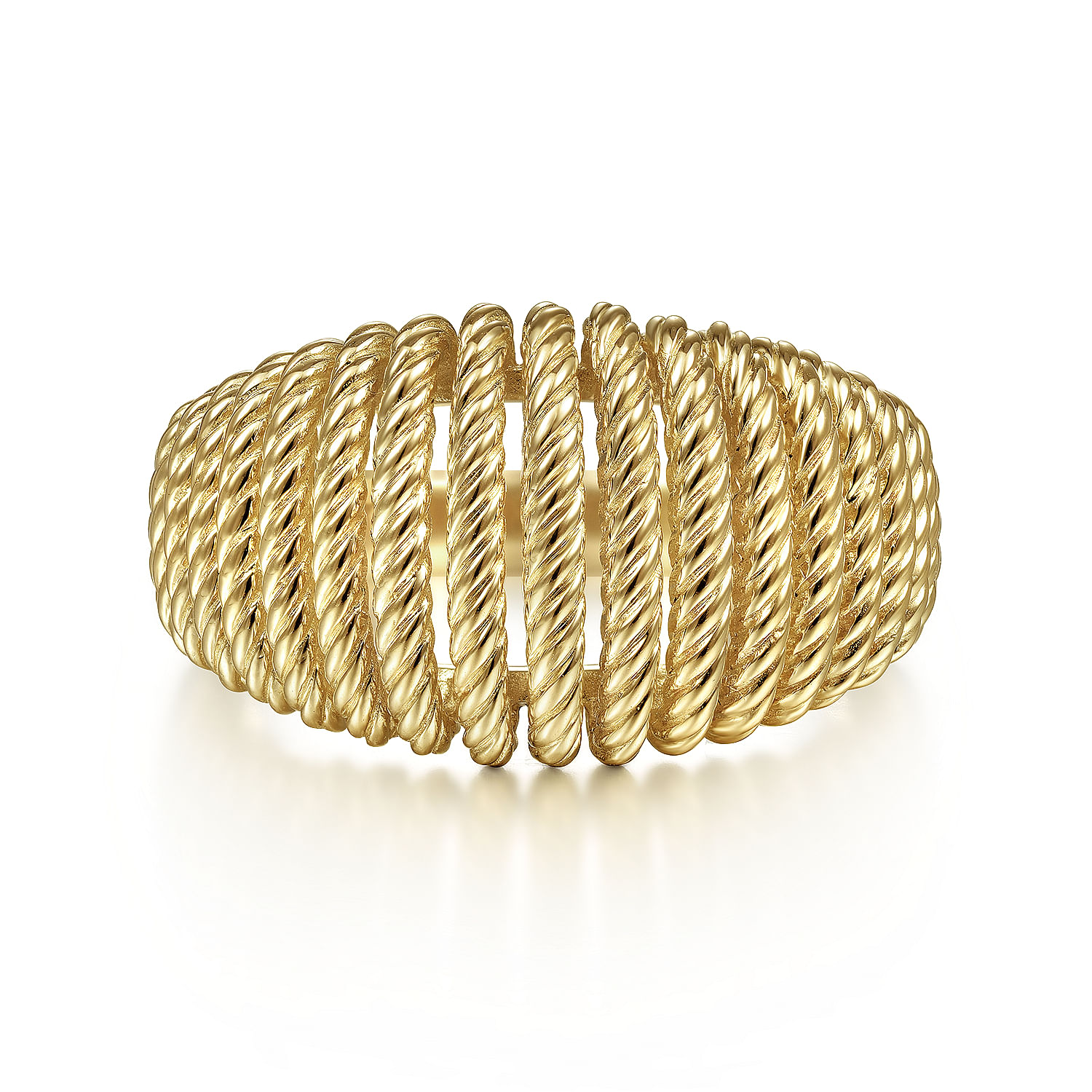 Gabriel - 14K Yellow Gold Graduating Twisted Rope Cage Ring