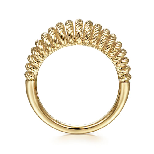 14K Yellow Gold Graduating Twisted Rope Cage Ring