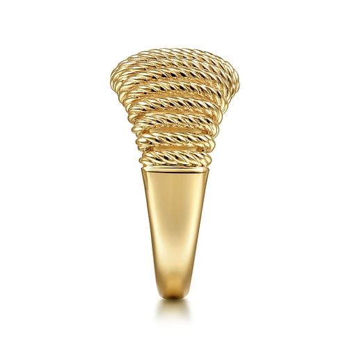14K Yellow Gold Graduating Twisted Rope Cage Ring