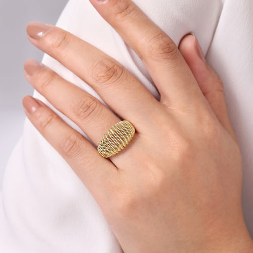 14K Yellow Gold Graduating Twisted Rope Cage Ring