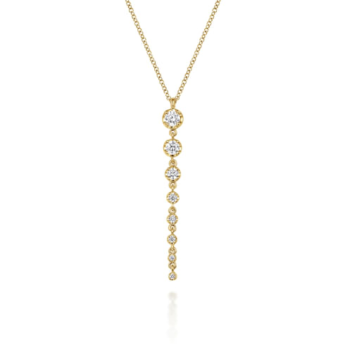 14K Yellow Gold Graduating Vertical Diamond Bar Necklace