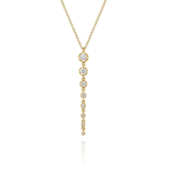 Gabriel - 14K Yellow Gold Graduating Vertical Diamond Bar Necklace