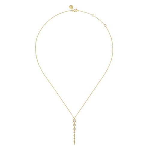 14K Yellow Gold Graduating Vertical Diamond Bar Necklace