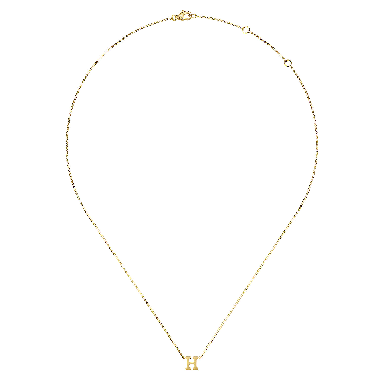 14K Yellow Gold H Initial Necklace