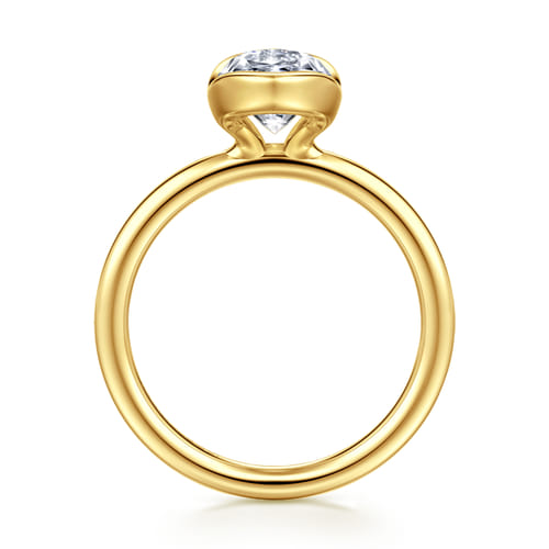 14K Yellow Gold Half Bezel Marquise Shape Solitaire Diamond Engagement Ring