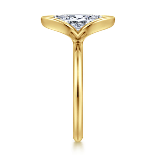 14K Yellow Gold Half Bezel Marquise Shape Solitaire Diamond Engagement Ring