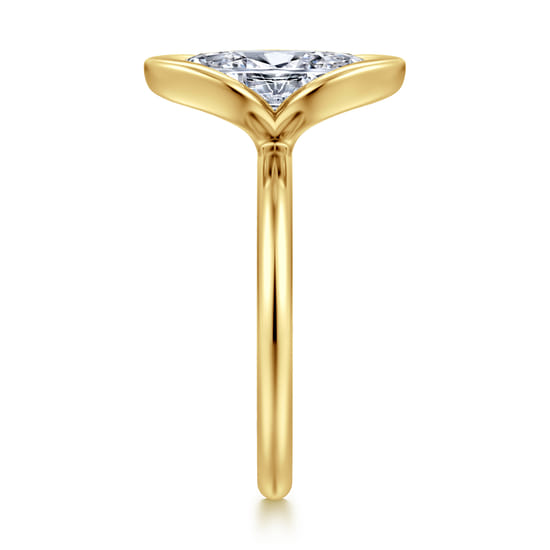 14K Yellow Gold Half Bezel Marquise Shape Solitaire Diamond Engagement Ring angle 5