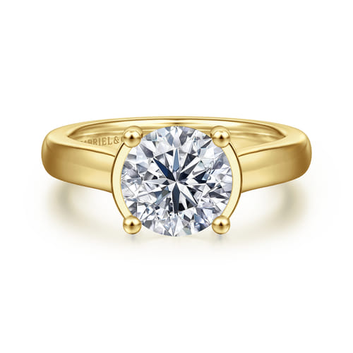 14K Yellow Gold Half Bezel Oval Diamond Engagement Ring